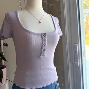 Aeropostale Pastel Lavender Baby Henley Small
